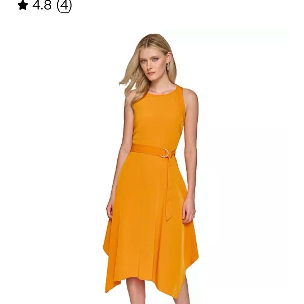 Karl Lagerfeld Paris Women's Belted Asymmetric-Hem Dress 12 NWT